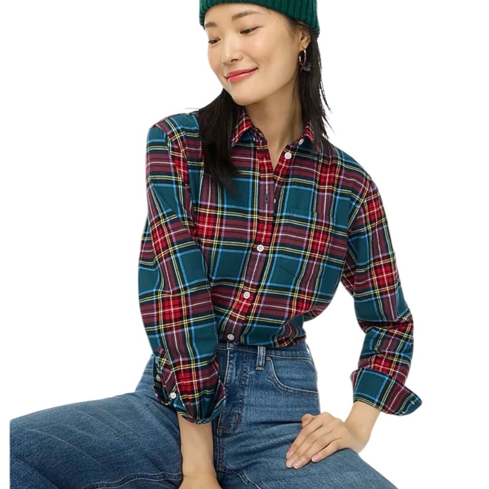 J. Crew Flannel Plaid Button-Up Shirt - Multicolor